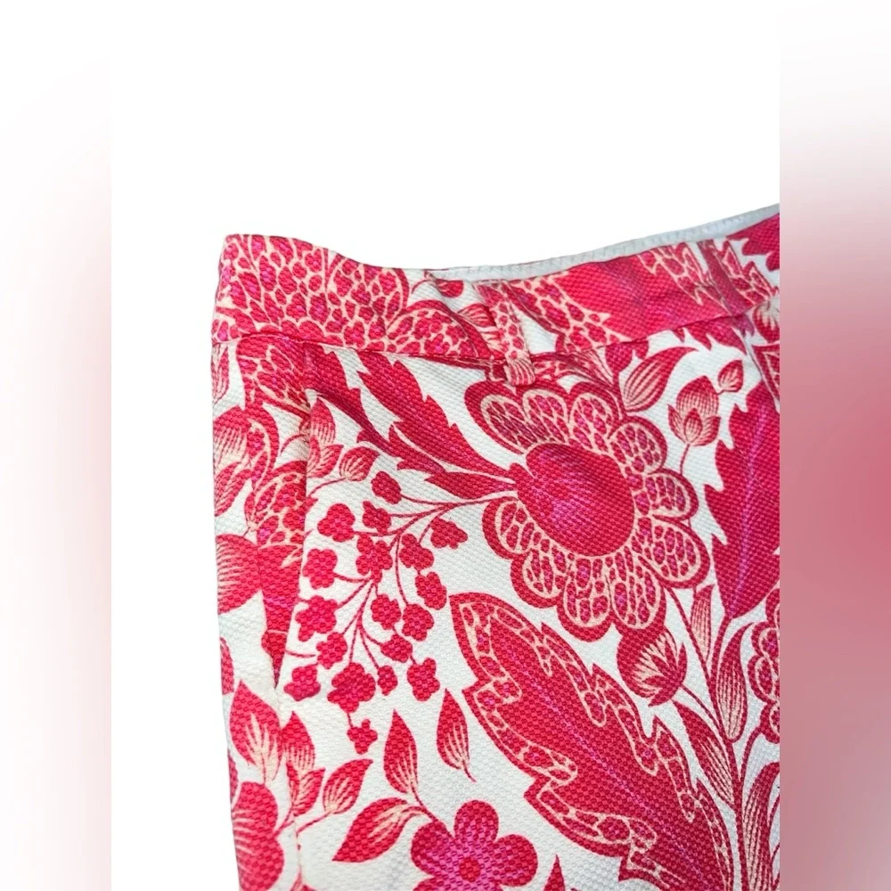 KENAR women’s pink and white floral paisley textured cotton shorts size 6